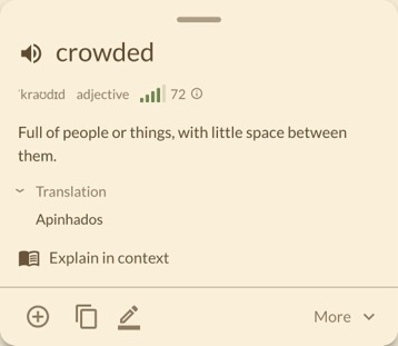 A word definition in LingoReader's dictionary panel